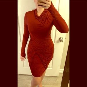 VENUS Fitted Dress w/Drape Accents